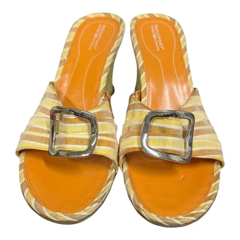 Rockport Vintage Women's Dynamic Suspension Striped Slide Wedge Sandals 10